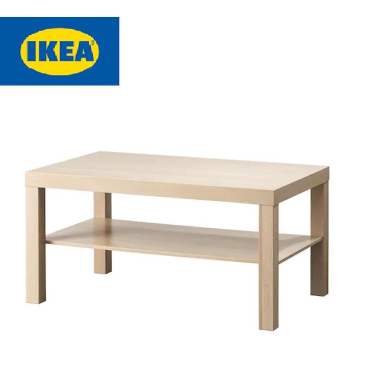 IKEA Coffee table, LACK Table, beige (white stained oak effect) Length: 90 Width: 55 cm, Height: 45 cm, With bottom shelf for additional storage.