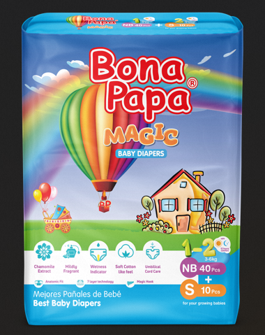 Bona Papa Magic Diapers -  New Economy Pack - NEWBORN Size 1 - 50 Pcs