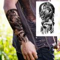 【Good-Love Store】Black Ship Temporary Tattoos For Men Adults Realistic Scary Vampire Knight Wolf Fake Tattoo Sticker Arm DIY. 