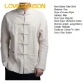 Men Long Sleeve Shirt Traditional Chinese Style Men's Mandarin Collar Shirt Long Sleeve Kung Fu Tai Chi Top with Pockets Authentic Tang Tops Uniform Tai Chi Shirt. 