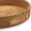 Round Rattan Serving Tray Decorative for Coffee Table Natural(Small). 