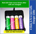 4 Slots 3.7v Lithium Ion Cell Battery Li Ion Charger Input 220v AC. 