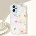 VRQR Wavy Edge Phone Case For infinix Hot 50i Mobile cover Shockproof Flower Pattern Back Cover Smart 9 X6531. 