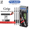 Picasso Grip Ball Pen Blue Red Black -Office Stationery - School Stationery -  for Smooth and Comfortable Writing Experience Pack of 10 Pens. 