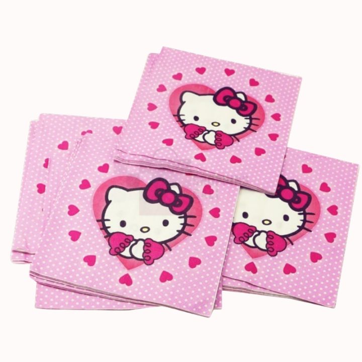 HELLO KITTY THEME NAPKINS - PACK OF 20 NAPKINS - HELLO KITTY NAPKINS
