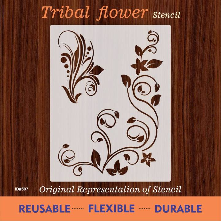 Tribal Flower Stencil Used for Wall Painting Wood, Fabrics, Scrapbook Coloring Embossed Album Decoration Card Template ID 507