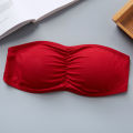 Seamless Cotton Strapless Bra with Removable Pads. 