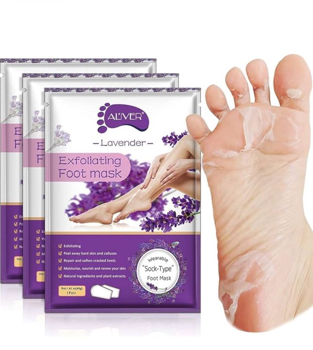 ALIVER Foot Peel Mask Exfoliator Peel Off Calluses Dead Skin Callus Remover, Baby Soft Smooth Touch Feet-Men Women (Lavender