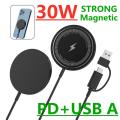 30W Magnetic Wireless Charger Fast Macsafe Mag Charging Pad for IPhone 14 13 Pro Max 12 Mini 11 Mac Safe Station Macsafe-charger. 