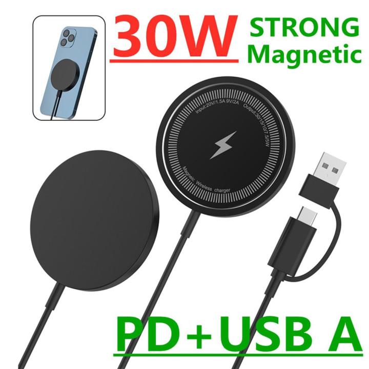 30W Magnetic Wireless Charger Fast Macsafe Mag Charging Pad for IPhone 14 13 Pro Max 12 Mini 11 Mac Safe Station Macsafe-charger