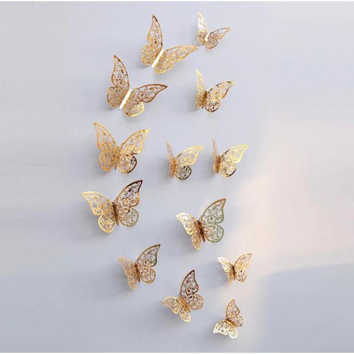 3D Golden/Silver and demanded color Butterfly Mirror Wall Sticker Home Decoration (PACK OF 12)
