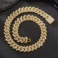 16/18/20/24inch Cuban Link Chain Hip Hop Men Necklace iced out chain 2 Row Rhinestone Paved Miami Rhombus Cuban Necklace. 