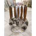 Cutlery Set Wood Handle Design Spoon Set With Stand 29Pcs Serving for 6 Person. 