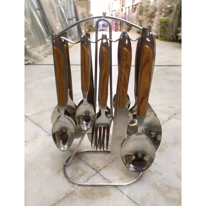 Cutlery%20Set%20Wood%20Handle%20Design%20Spoon%20Set%20With%20Stand%2029Pcs%20Serving%20for%206%20Person%20-%20Image%204