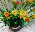 Artificial Flowers in Black fiber Pot: Washable and Ideal for Home and Office Décor, Table Top, home decoration, Decorative flowers, flowers for home decoration, Artificial Plants, Décor for Indoor Home Farmhouse Bedroom Office Desk Bathroom Decoration.. 
