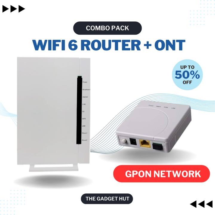 ZTE ZXHN H3600 Wi-Fi 6 Gpon Dual-Band Router & Nokia G-010G-R ONT | High-Speed Fiber Connection | Ideal for Home & Office Use | Gigabit Ports