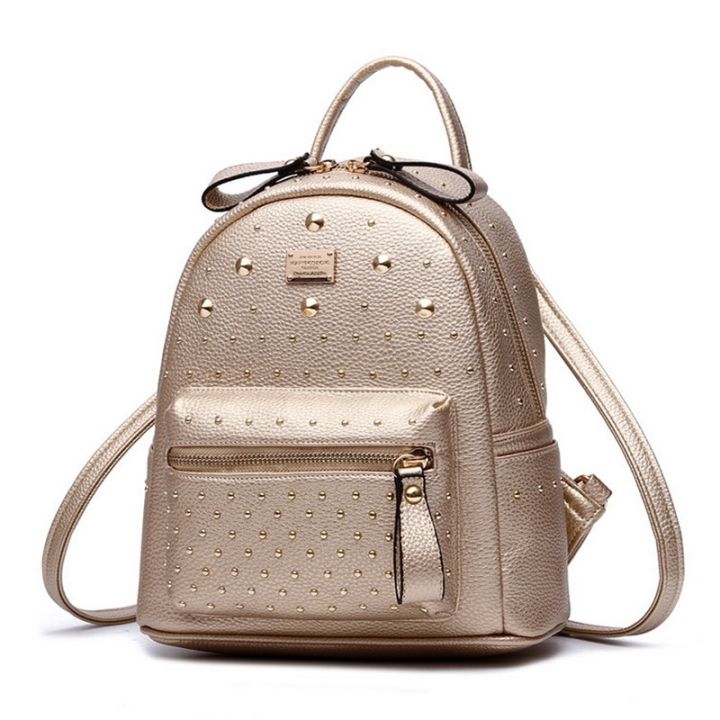 New Fashion Women MINI PU Leather Backpack Rivet design Women's ...