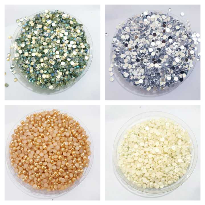 400 Pcs (100 Pcs Each) Shiny Crystal & Stone Resin beads DIY Sewing Craft Sets 5mm