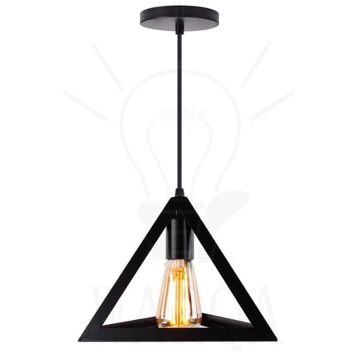 1 Pack Matte Black Triangle shape Pendant Light Fixtures Over Kitchen Island, Hanging Ceiling Lamp, E26/E27 Medium Base, Bulbs not Included.