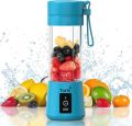 OASIS BLUE Mini Jucier Machine - USB Rechargeable Mini Portable Juicer Blender with 6 Blades - Personal Size Power Mixer for Fresh Fruits, Shakes, and Smoothies - Food Grade 380ml Water Bottle - Ideal for Gym, Outdoor Use - Portable Juicer Cup. 