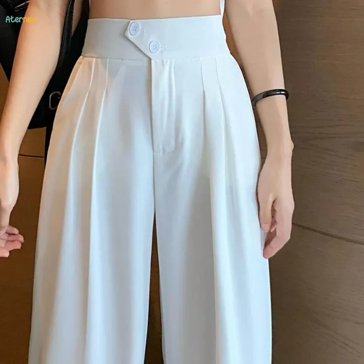 Womens%20Wide%20Leg%20Pants%20Straight%20Leg%20High%20Waisted%20Office%20Loose%20Long%20Pants%20XL%20White%20-%20Image%202