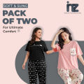 Pack of 2 Nightwear Sets for Girls & Women – Avocado & Floral Printed Pajama Sets – Summer Cotton Jersey Lounge Wear – Soft & Breathable Sleepwear – Mom & Daughter Matching Sets – Sizes 7 to 14 Yrs & S to XL – Relax Fit Two-Piece Combo. 