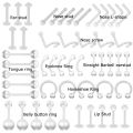 5piece Bioplast Soft Flexible Nose Lip Labret Stud Eyebrow Ring Belly Ring Helix Daith Rook Body Piercing Jewelry. 
