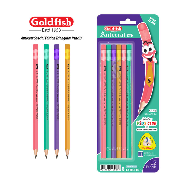Goldfish Autocrat Special Edition 12 Pcs HB Pencils Blister Pack (Triangular)