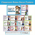 15 Pcs Educational Learning Cards For Children Classroom Rules Posters Chart Montessori Early Education English Learning Toys Kindergarten Classroom Learning Wall Chart. 