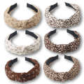 Plastic Headband Leopard Print Heart Knot Hairband Retro Anti-slip Hair Accessory for Women. 