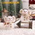 Christmas Snowman Doll Christmas Snowman Ornament with Knitted Scarf Plush Earmuff Warm Lighting Festive Xmas Desktop Decoration Gift Holiday Snowman Doll. 