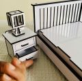 1-12 Scale Bed and Mattress Structure with 2 side tables 2 Lapms for doll house furniture set. 