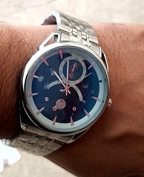 High Quality Luxury Fitron Wrist Watch For Men & Boys Decent Wrist Steel Strap Attractive Dial Hand Watch Round Shape Fitron Watch Metal Body