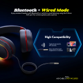 FunBug Wireless Bluetooth RGB Headphones with Built-in Microphone - Wire Less & Wired Stereo Gaming Headset Headband with Noise Cancelling Microphone - Earphones Gift for Android Mobile iPhone, PC, Laptop, Tablet, Pubg with Memory Card & AUX input - Black. 