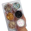6/12/24 pcs glitter CHUNKS for eyeshadow shimmer dust powder for art & craft party make up pentagon shape dusty loose chunky glitter for eyes and nails. 