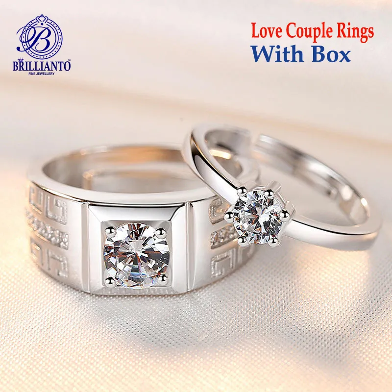 Adjustable Couple Rings set Gift for Girls With Box and Boys
