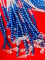 fancy 10 blue/white row hanging beads/strings curtains Length 66 inches width adjustable/door hanging decoration strings. 