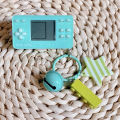 Retro Game Console Handheld Button Control with Keychain Drop Resistant Visual Training Building Block Retro Game Console for Children. 
