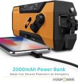 FosPower 2000mAh NOAA Emergency Weather Radio (Model A1) Portable Power Bank with Solar Charging, Hand Crank & Battery Operated, SOS Alarm, AM/FM & LED Flashlight for Outdoor Emergency. 