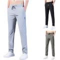 Men'S Fast Dry Stretch Pants Ice Cool Breathable Straight Pants Running Jogger Trousers Drawstring Sweatpants With Pockets. 