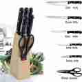 Openi - 7 Pcs Kitchen Knife Set - Kitchen Block Set - 5 Knives + 1 Scissor + Wooden Carrier. 