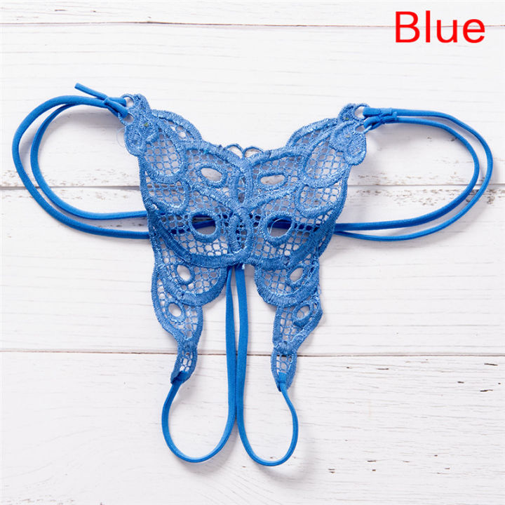 SexyWomen Lace Butterfly Women Open Crotch Briefs Hot Erotic Underwear