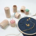 Retro Style Stitching Pins Sewing Needle Cylinder Box Embroidery Craft Woode Needles Storage Holder Pin Cushion Sewing Needle Case Sewing Tools. 