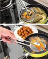 Small Multi functional 2 in 1 Fry Spoon Strainer With Clip Oil Frying BBQ SS Mesh Strainer Kitchen Frying Tool Quick Strain Stainless Steel Tong. 