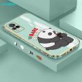 ZeroQiQi for Vivo V21 / V21 5G Back Cover Cartoon Panda Luxury 6D Plating Case Side Pattern Soft Silicone Square Phone Cases + Free Lanyard. 