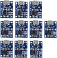 Pack of 10 TP 4056 Charging Module 1A 18650 Lithium Battery Charger Micro USB and Type C Battery Protection BMS - 3.7V. 