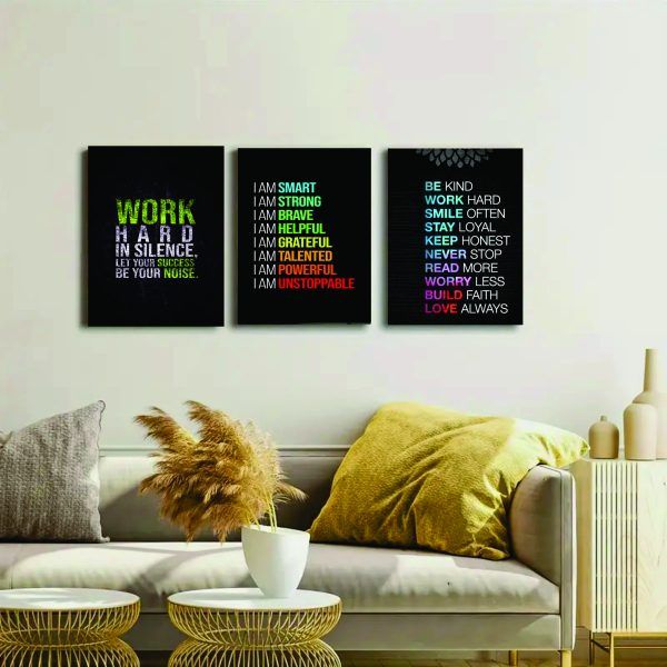 Sticky Frame Set Of 3 Motivational Sticky Frames For Wall Decore / Sticky Phototiles ...