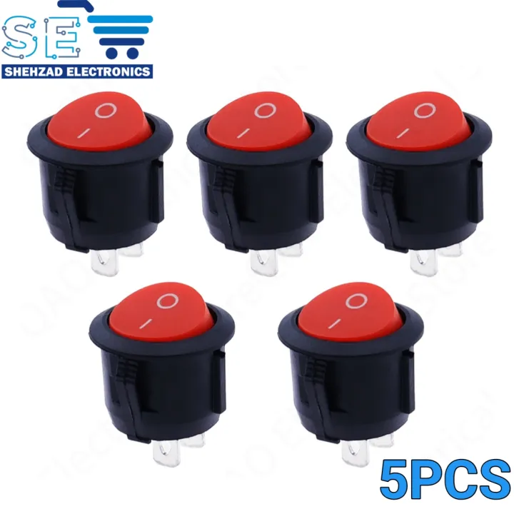 5/10PCS%202%20Pin%20ON-OFF%20Rocker%20Switch%20AC/DC%20250V%203A%20Round%20Boat%20Switches%20Mini%20Round%20Red%20-%20Image%203