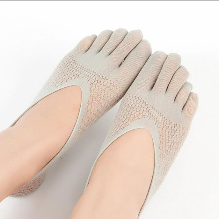 Yoga toe socks socks wholesale spring summer thin mesh breathable sweat absorbent invisible shallow silicone stockings boat socks