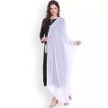 White Crinkle Chiffon Dupatta For Girls/Ladies-Overlocked. 